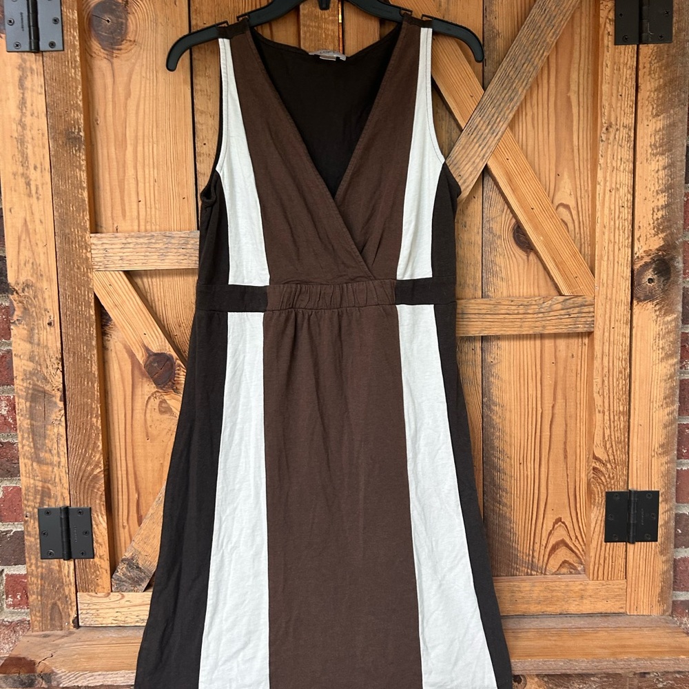 Ann Taylor Loft Brown and White Sleeveless Dress